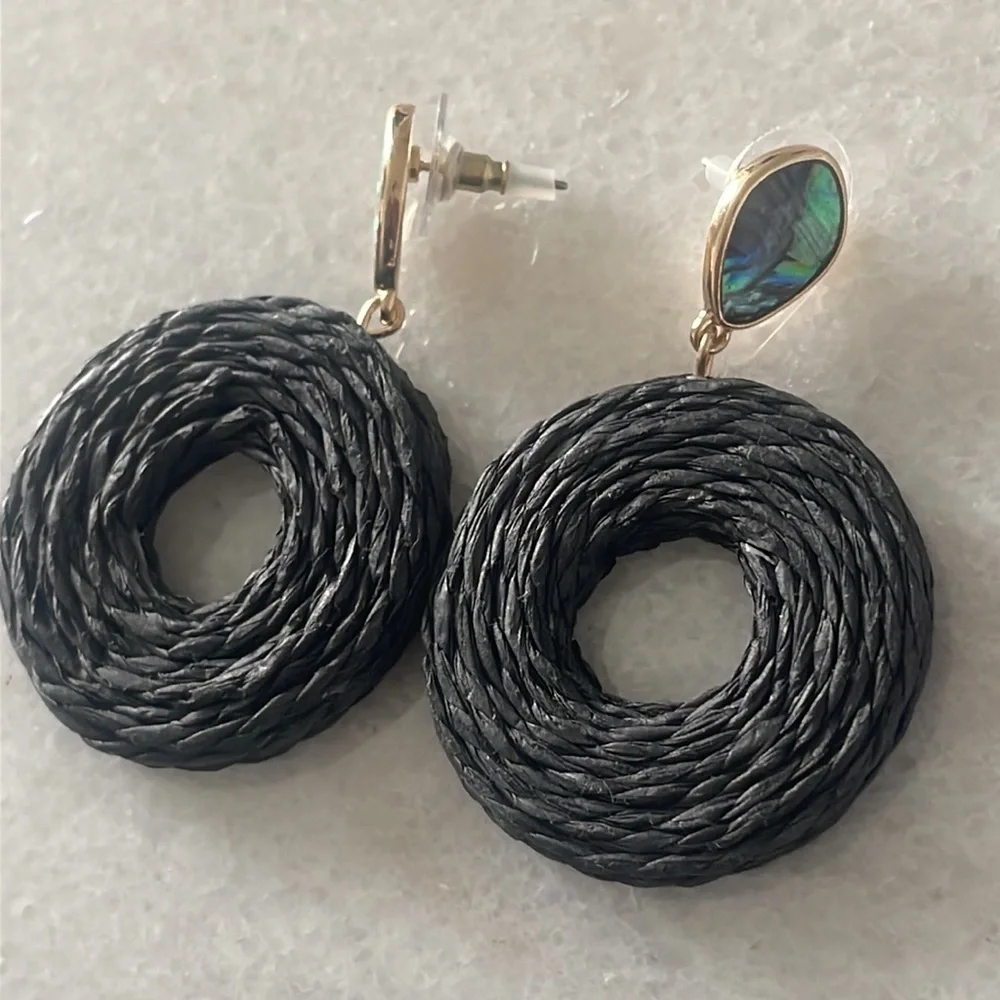 A New Day Ratton Earrings black circle fashion jewelry New